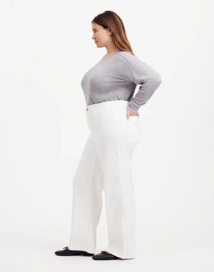 Women Pants Madewell The Plus Emmett WideLeg Pant In Corduroy Welt Pocket Edition Winter White
