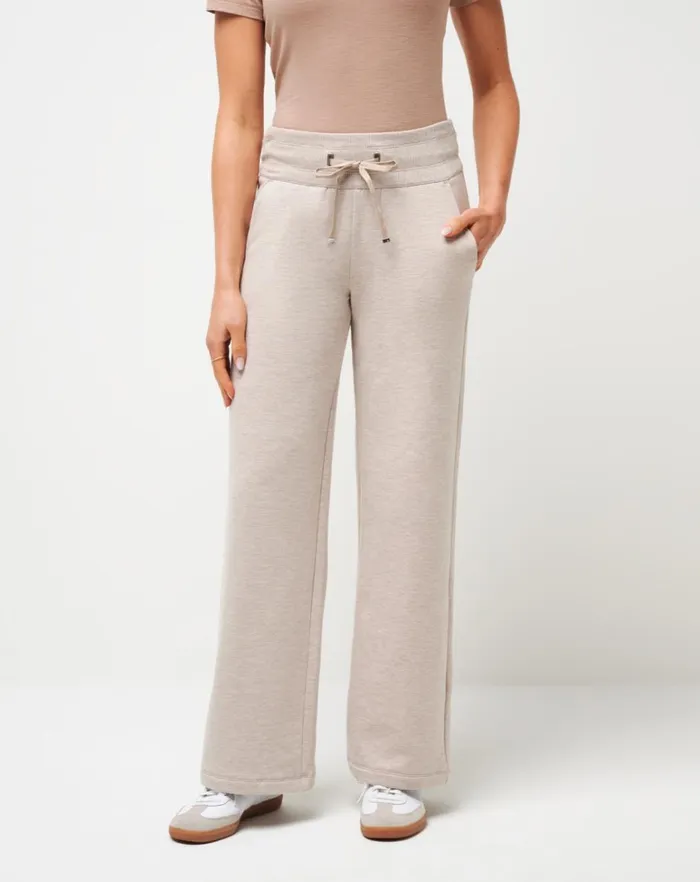 Women Pants TravisMathew SAVE THE DAY WIDE LEG PANT Heather Natural
