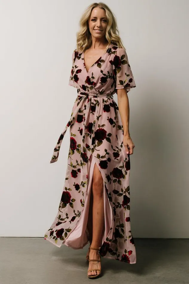 Women Parisian Velvet Maxi Dress Blush Rose Floral Baltic Born Maxi Dresses Women Parisian Velvet Maxi Dress Blush Rose Floral Baltic Born Maxi Dresses