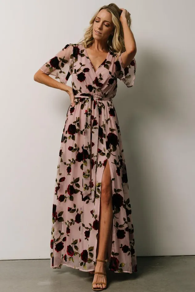 Women Parisian Velvet Maxi Dress Blush Rose Floral Baltic Born Maxi Dresses Women Parisian Velvet Maxi Dress Blush Rose Floral Baltic Born Maxi Dresses