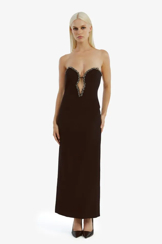 Women Party Dresses Bardot Eleni Diamante Midi Dress In Black Black