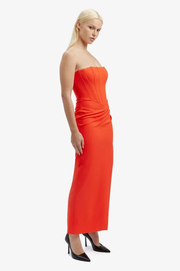 Women Party Dresses Bardot Saira Midi Dress In Orange Sorbet Orange Sorbet