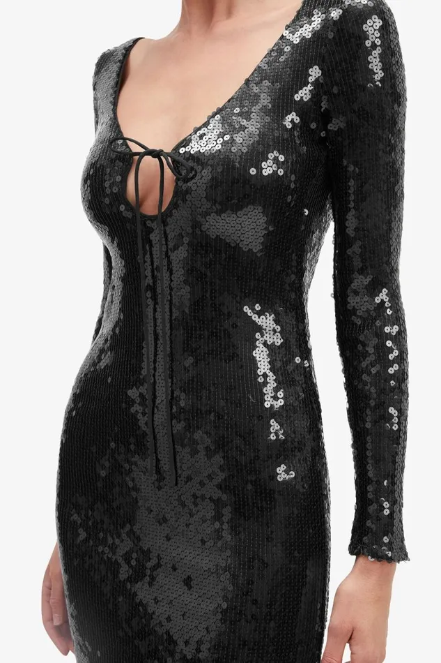 Women Party Dresses Bardot Verona Sequin Maxi Dress In Black Black Women Party Dresses Bardot Verona Sequin Maxi Dress In Black Black