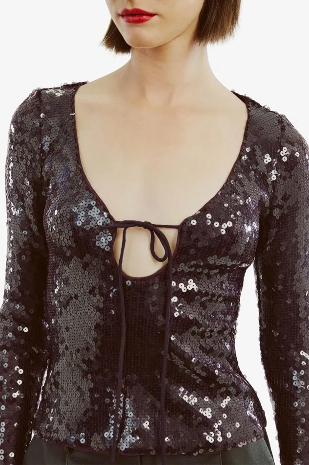 Women Party Dresses Bardot Verona Sequin Top In Purple Purple
