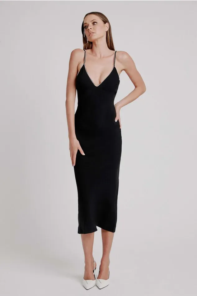 Women Party Dresses Bardot Vira Diamonte Dress In Black Black
