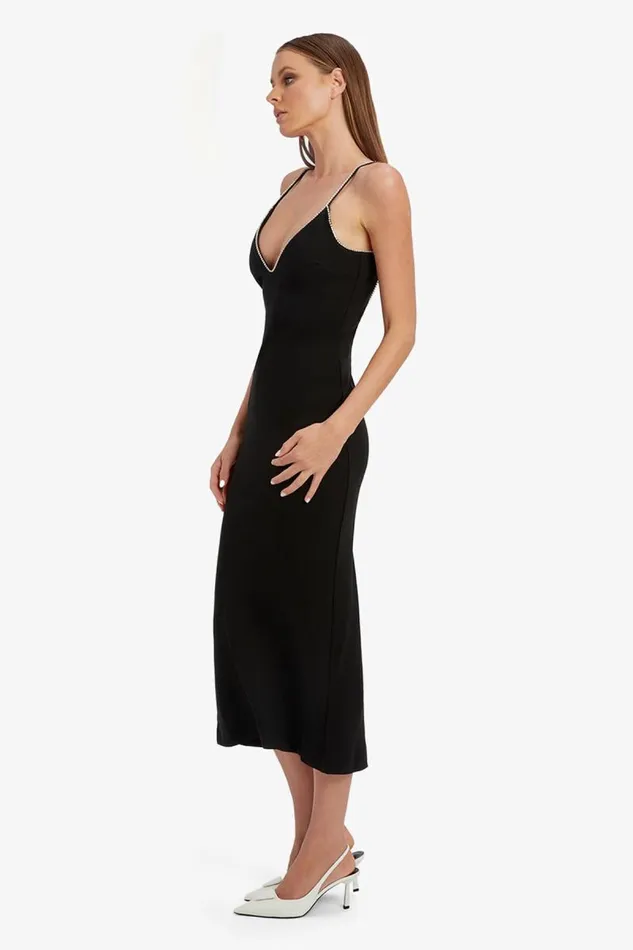 Women Party Dresses Bardot Vira Diamonte Dress In Black Black