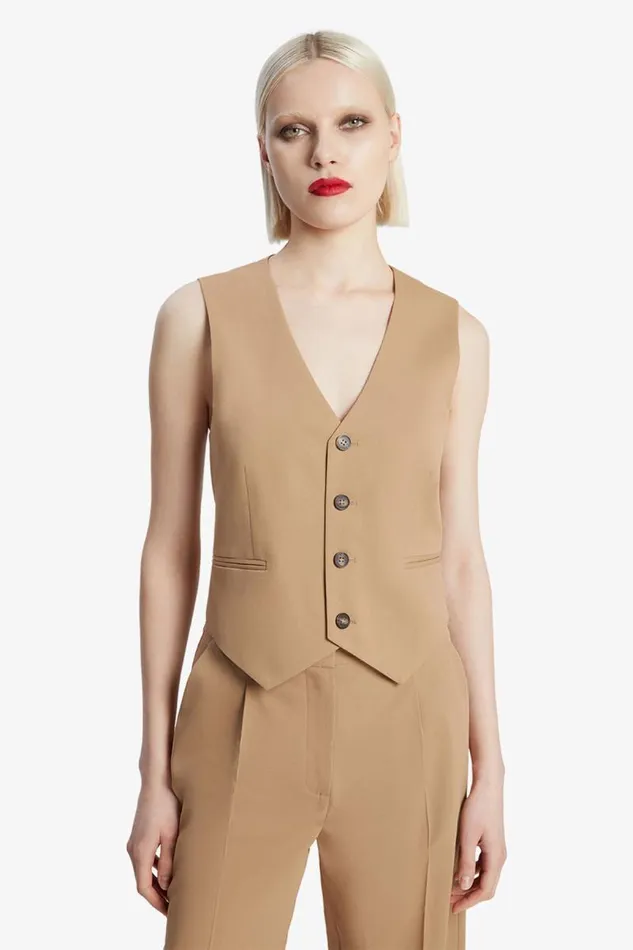 Women Party Tops Bardot Mayve Vest In Camel Camel Women Party Tops Bardot Mayve Vest In Camel Camel
