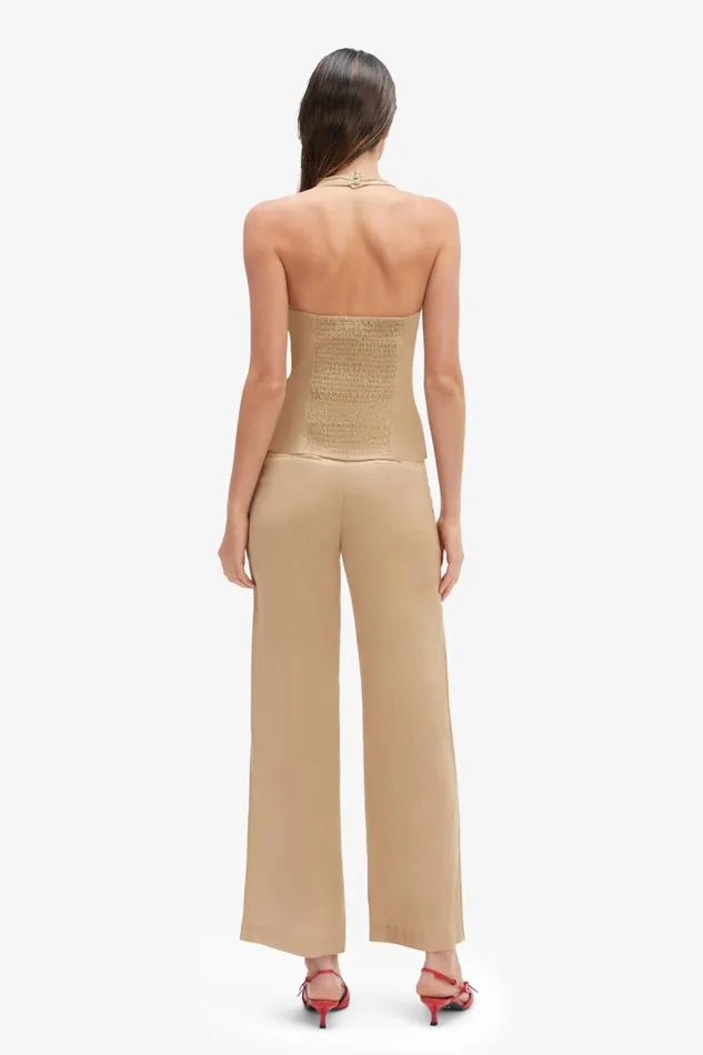 Women Party Tops Bardot Rixton Linen Halter Top In Latte Latte Women Party Tops Bardot Rixton Linen Halter Top In Latte Latte