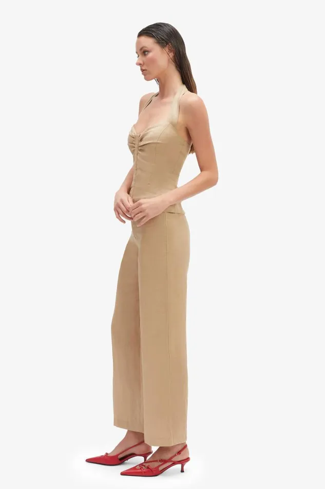 Women Party Tops Bardot Rixton Linen Halter Top In Latte Latte Women Party Tops Bardot Rixton Linen Halter Top In Latte Latte
