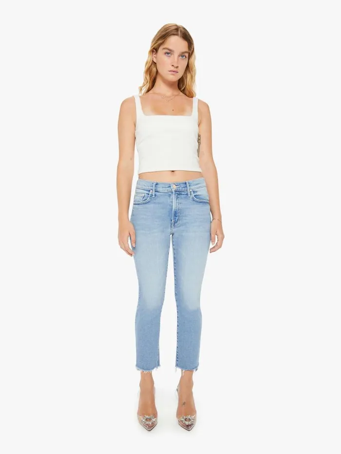 Women Petites Mother Denim PETITES The Lil039 Insider Crop Step Fray Blue medium