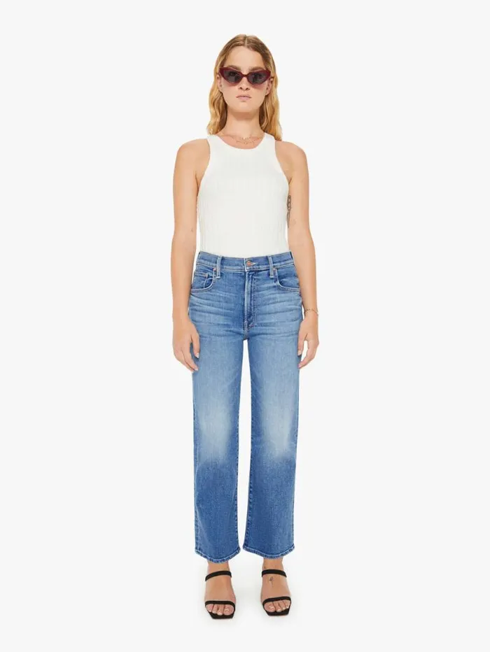 Women Petites Mother Denim PETITES The Lil039 Zip Rambler Flood Blue medium