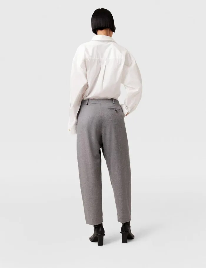 Women Pleated HighRise Wool Pants Light Grey Melange Stella McCartney Tailoring Women Pleated HighRise Wool Pants Light Grey Melange Stella McCartney Tailoring