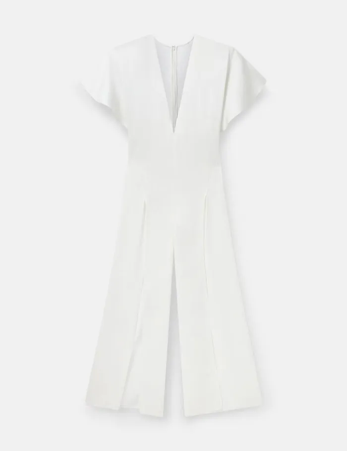 Women Plunge Neck LegSlit Jumpsuit White Stella McCartney Dresses