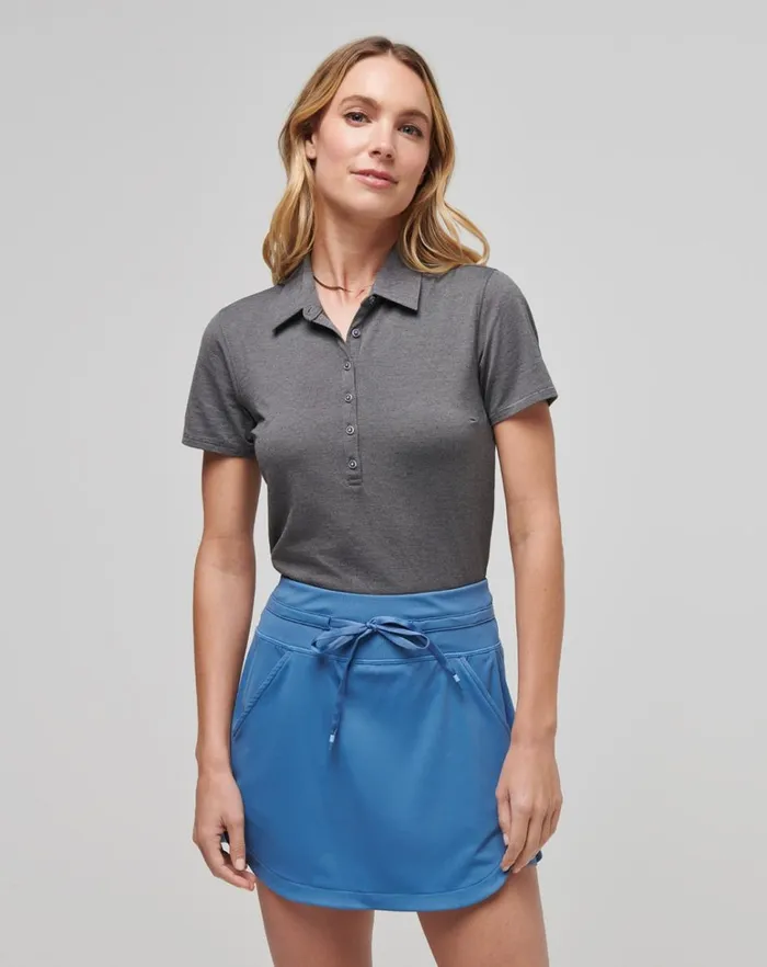 Women Polos TravisMathew FEATHERWEIGHT ACTIVE POLO Heather Black