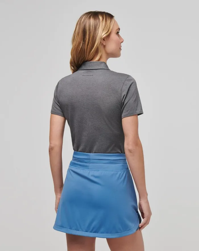 Women Polos TravisMathew FEATHERWEIGHT ACTIVE POLO Heather Black Women Polos TravisMathew FEATHERWEIGHT ACTIVE POLO Heather Black