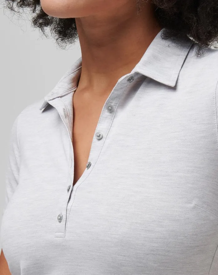 Women Polos TravisMathew FEATHERWEIGHT ACTIVE POLO Heather Light Grey Women Polos TravisMathew FEATHERWEIGHT ACTIVE POLO Heather Light Grey