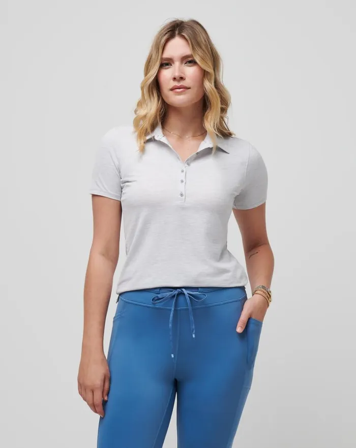 Women Polos TravisMathew FEATHERWEIGHT ACTIVE POLO Heather Light Grey Women Polos TravisMathew FEATHERWEIGHT ACTIVE POLO Heather Light Grey