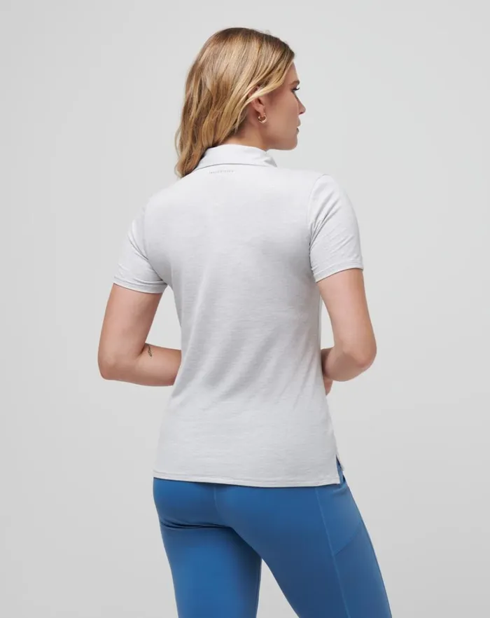 Women Polos TravisMathew FEATHERWEIGHT ACTIVE POLO Heather Light Grey Women Polos TravisMathew FEATHERWEIGHT ACTIVE POLO Heather Light Grey