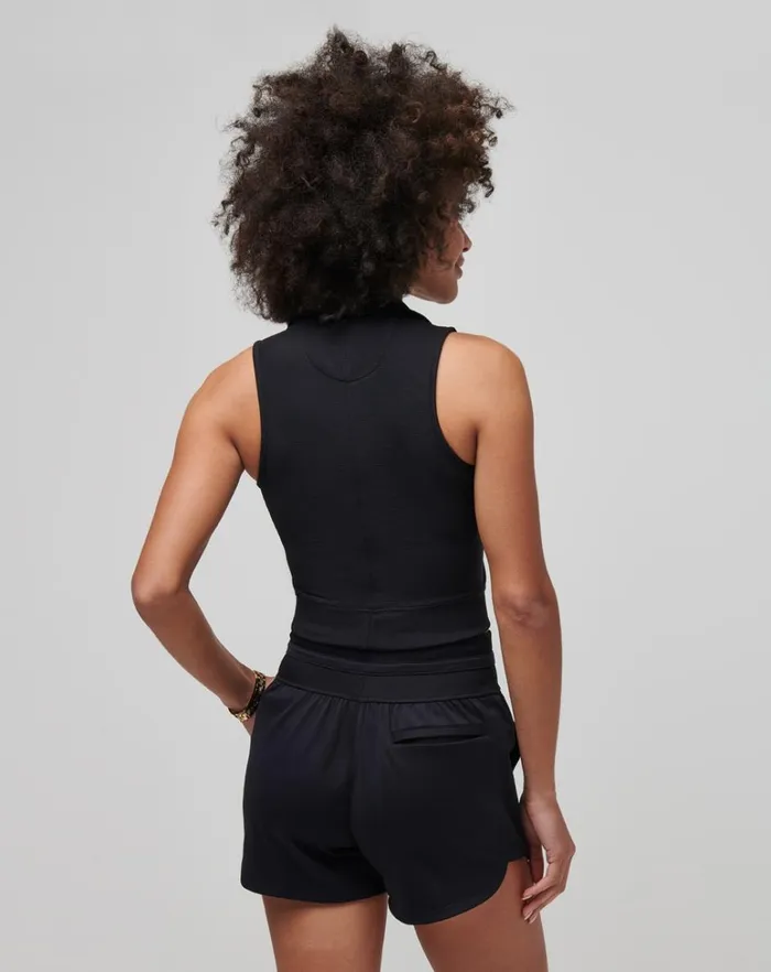 Women Polos TravisMathew MOVEKNIT SLEEVELESS VNECK POLO Black Women Polos TravisMathew MOVEKNIT SLEEVELESS VNECK POLO Black