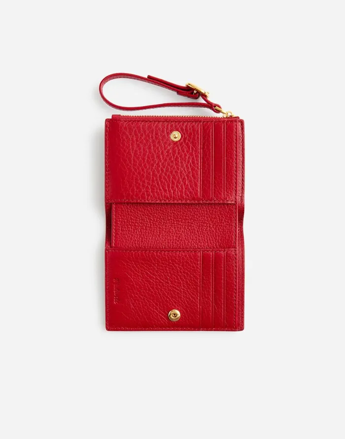 Women Pouches and Wallets Madewell Leather Bifold Wallet Wristlet Bright Ember