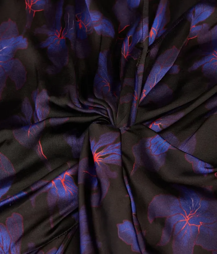 Women Purple Floral Print Long Sleeve Short Dress With Draping THE KOOPLES Dresses and Jumpsuits Women Purple Floral Print Long Sleeve Short Dress With Draping THE KOOPLES Dresses and Jumpsuits
