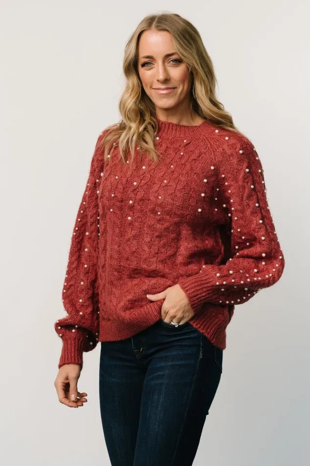 Women Quinn Pearl Knit Sweater Berry Baltic Born Sweaters