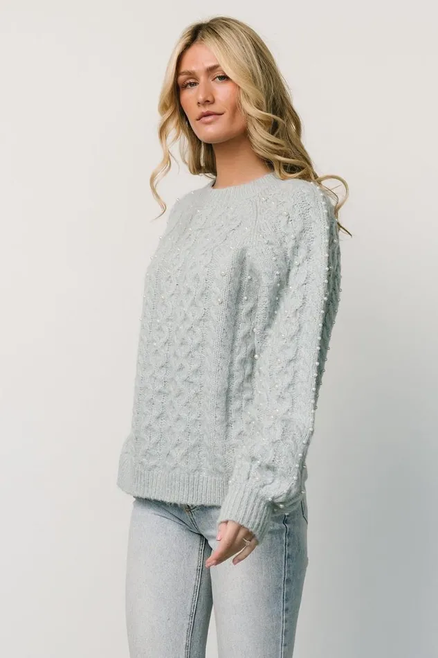 Women Quinn Pearl Knit Sweater Pale Blue Baltic Born Sweaters Women Quinn Pearl Knit Sweater Pale Blue Baltic Born Sweaters