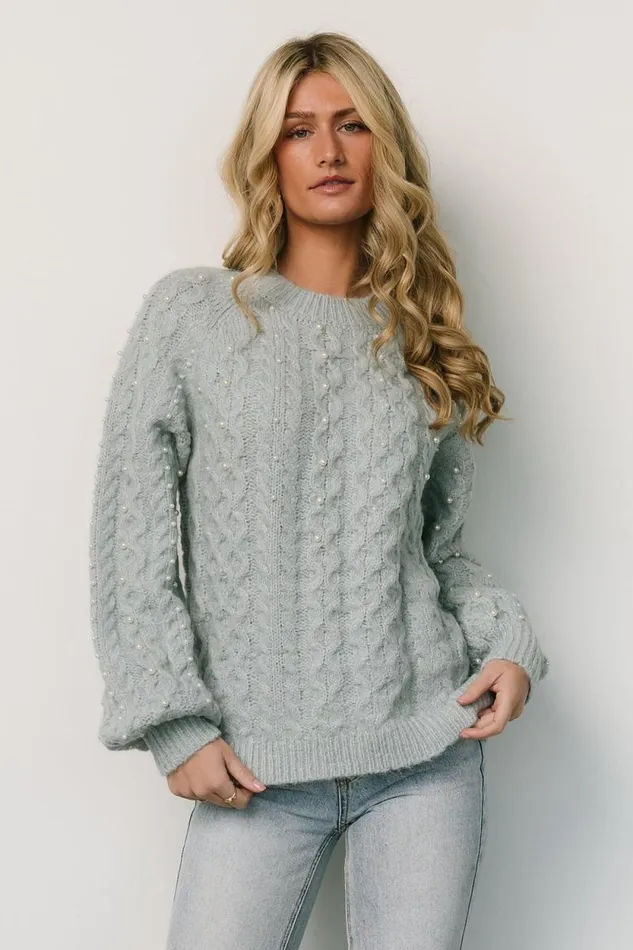 Women Quinn Pearl Knit Sweater Pale Blue Baltic Born Sweaters Women Quinn Pearl Knit Sweater Pale Blue Baltic Born Sweaters