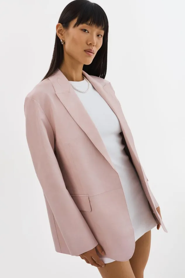 Women QUIRINA Leather Blazer Rose LAMARQUE Blazers