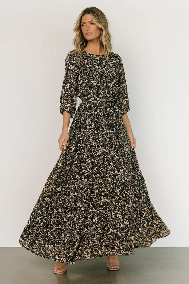 Women Rebecca Maxi Dress Black Floral Baltic Born Maxi Dresses Women Rebecca Maxi Dress Black Floral Baltic Born Maxi Dresses