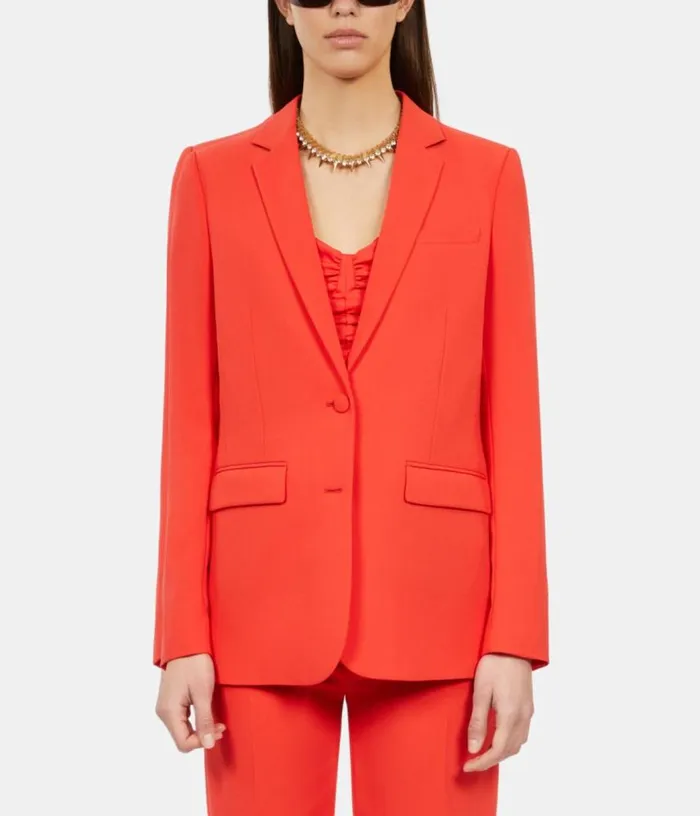 Women Red Crepe Suit Jacket THE KOOPLES Blazers and Suits