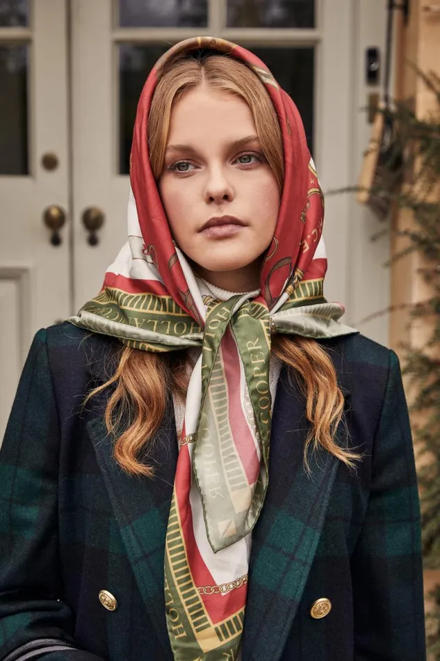 Women Regal Horse Silk Scarf Racing Green Heritage Red Holland Cooper Scarves