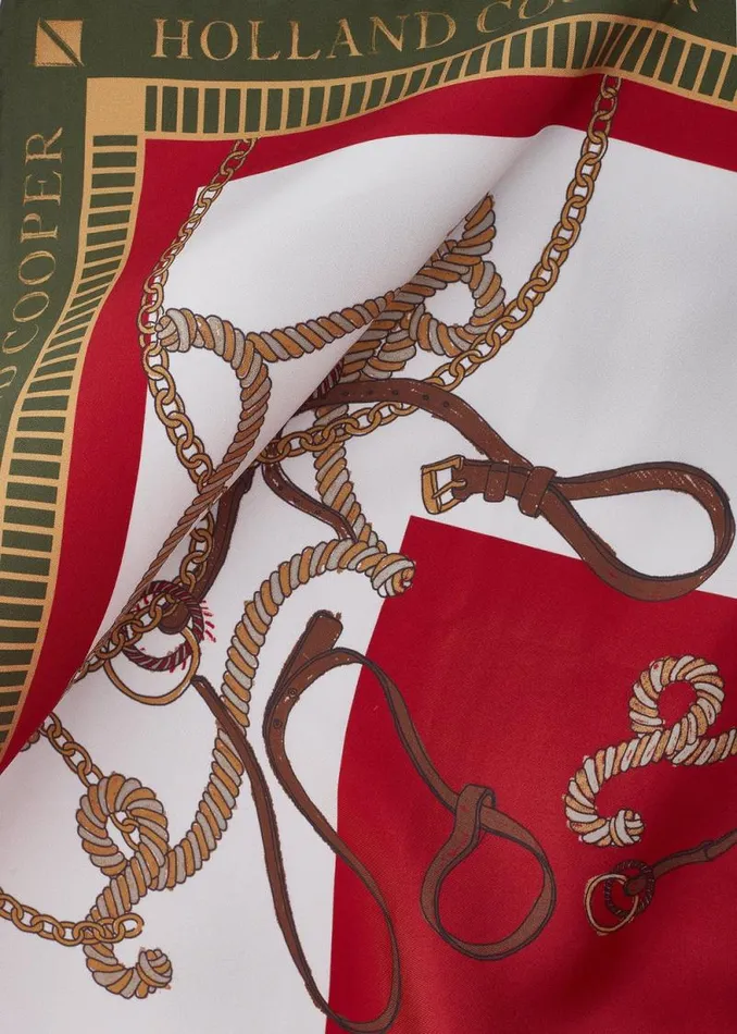 Women Regal Horse Silk Scarf Racing Green Heritage Red Holland Cooper Scarves