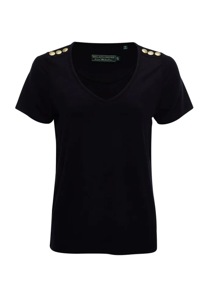 Women Relax Fit VNeck Tee Black Holland Cooper Tops Women Relax Fit VNeck Tee Black Holland Cooper Tops
