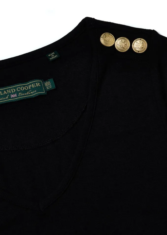 Women Relax Fit VNeck Tee Black Holland Cooper Tops Women Relax Fit VNeck Tee Black Holland Cooper Tops