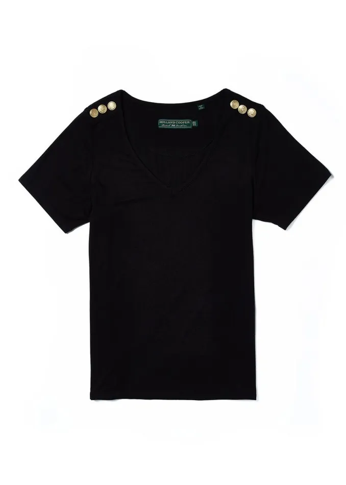 Women Relax Fit VNeck Tee Black Holland Cooper Tops Women Relax Fit VNeck Tee Black Holland Cooper Tops