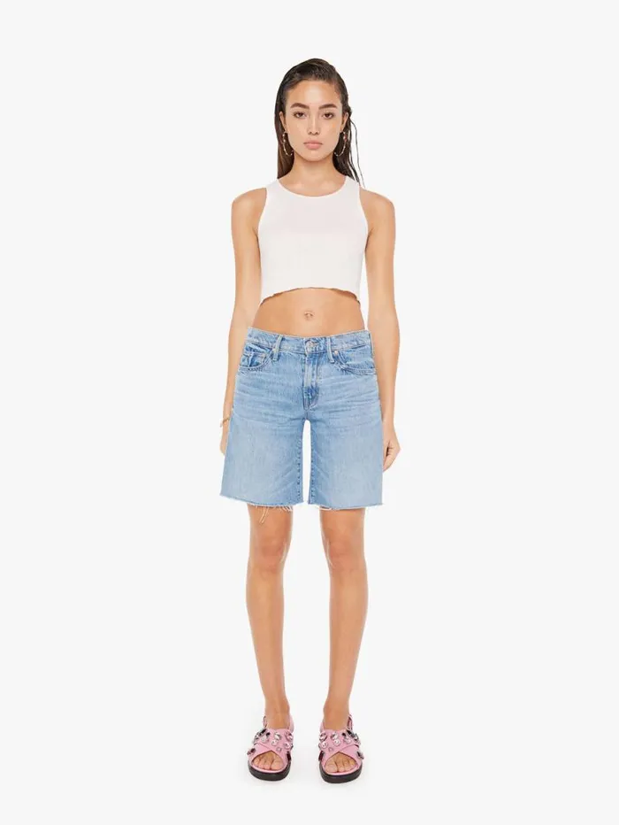 Women Relaxed Mother Denim The Down Low Undercover Short Fray Blue lightpastel