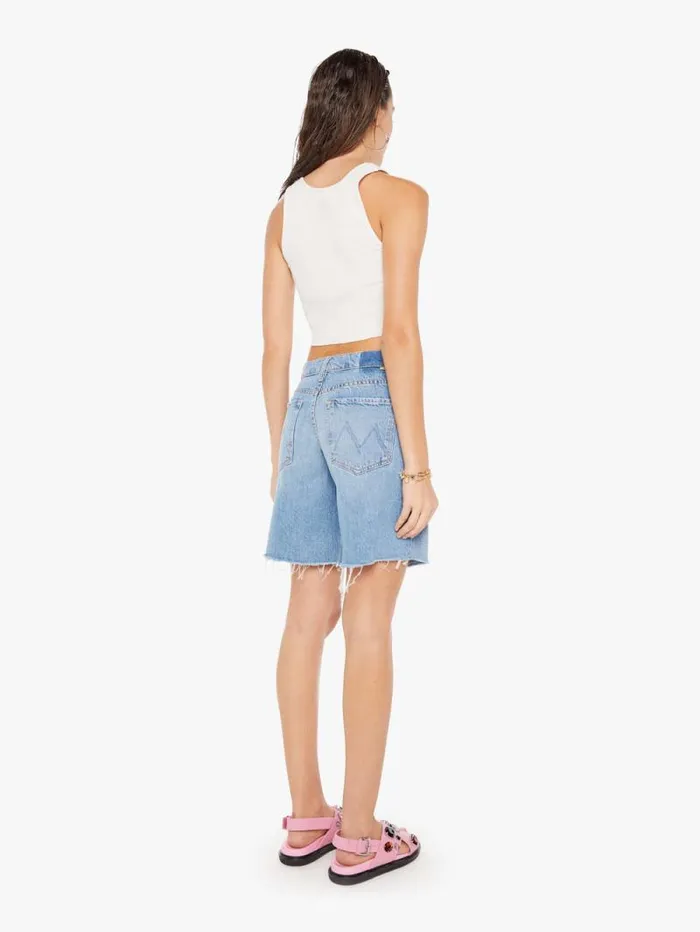 Women Relaxed Mother Denim The Down Low Undercover Short Fray Blue lightpastel