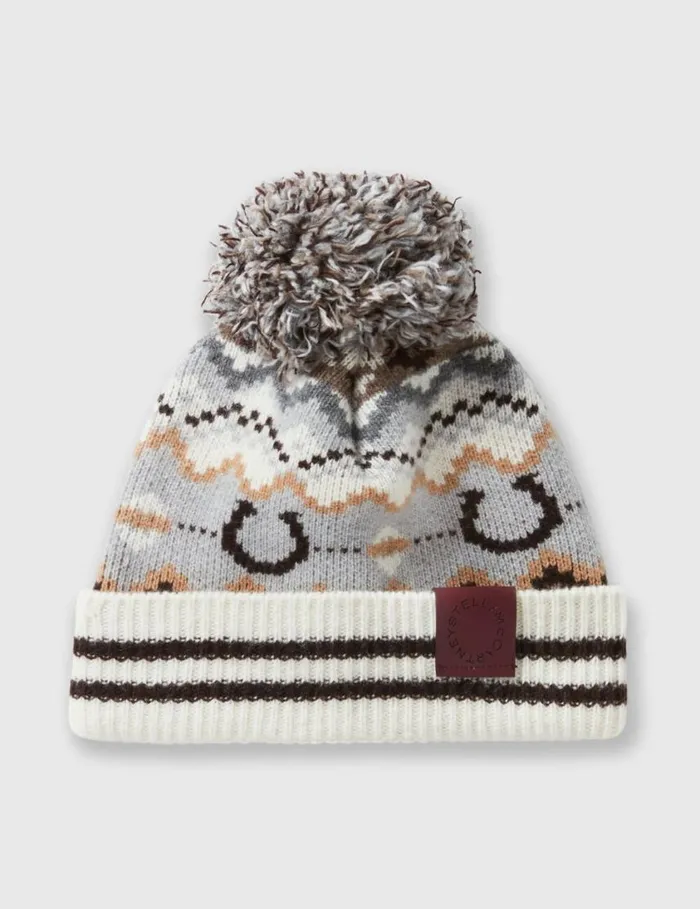 Women Ribbed Fairisle Logo Beanie Brown And Cream Stella McCartney Knitwear