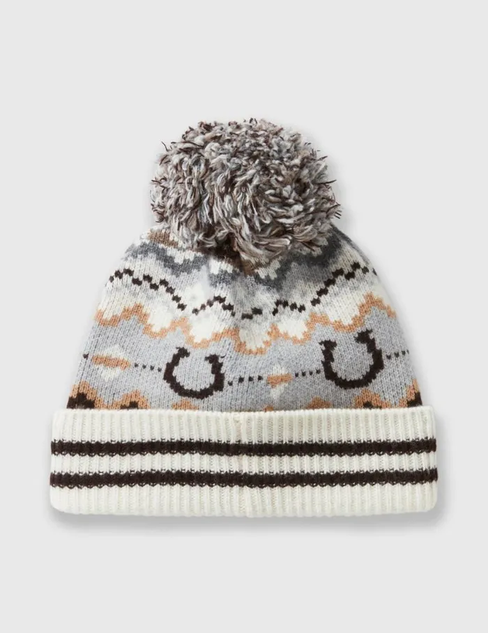 Women Ribbed Fairisle Logo Beanie Brown And Cream Stella McCartney Knitwear