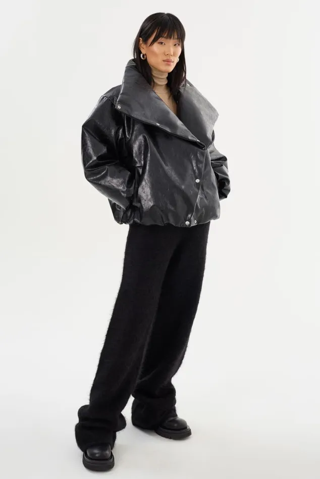 Women RONNIE Faux Leather Puffer Jacket Black LAMARQUE Puffers Women RONNIE Faux Leather Puffer Jacket Black LAMARQUE Puffers