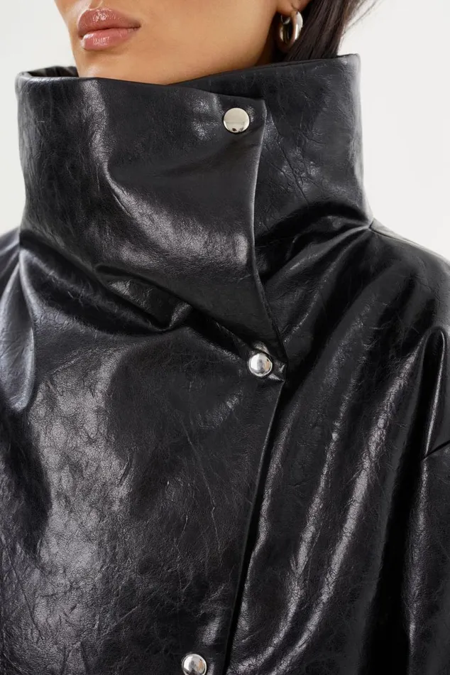 Women RONNIE Faux Leather Puffer Jacket Black LAMARQUE Puffers Women RONNIE Faux Leather Puffer Jacket Black LAMARQUE Puffers