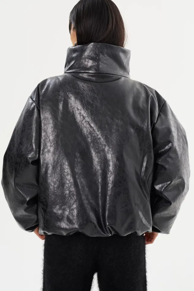 Women RONNIE Faux Leather Puffer Jacket Black LAMARQUE Puffers Women RONNIE Faux Leather Puffer Jacket Black LAMARQUE Puffers