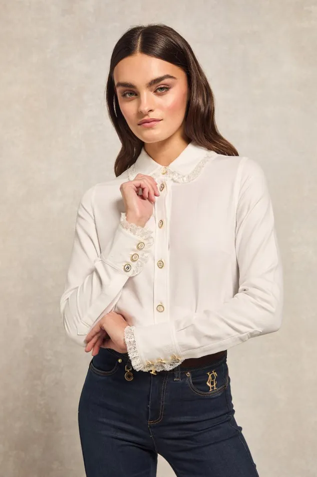 Women Rose Shirt White Holland Cooper Shirts and Blouses
