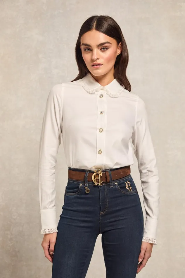 Women Rose Shirt White Holland Cooper Shirts and Blouses Women Rose Shirt White Holland Cooper Shirts and Blouses