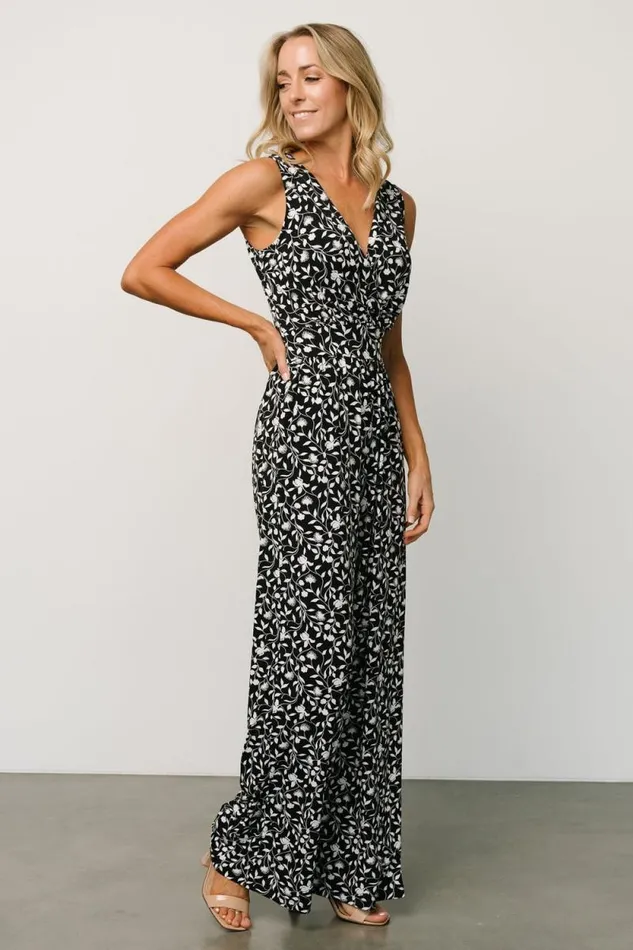 Women Rudie Sleeveless Jumpsuit Black White Floral Baltic Born Jumpsuits and Rompers Women Rudie Sleeveless Jumpsuit Black White Floral Baltic Born Jumpsuits and Rompers