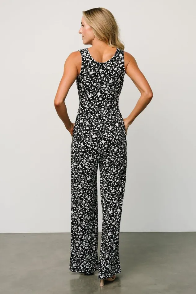 Women Rudie Sleeveless Jumpsuit Black White Floral Baltic Born Jumpsuits and Rompers Women Rudie Sleeveless Jumpsuit Black White Floral Baltic Born Jumpsuits and Rompers