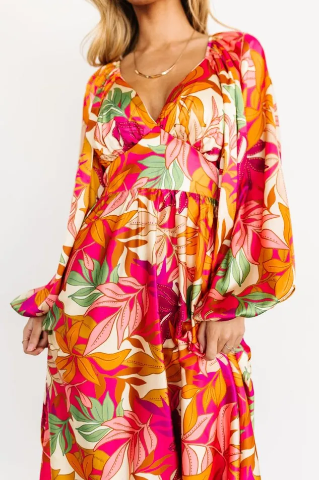 Women Sabrina Satin Dress Multi Print Baltic Born Midi Dresses Women Sabrina Satin Dress Multi Print Baltic Born Midi Dresses