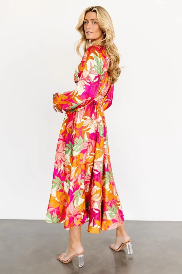 Women Sabrina Satin Dress Multi Print Baltic Born Midi Dresses Women Sabrina Satin Dress Multi Print Baltic Born Midi Dresses
