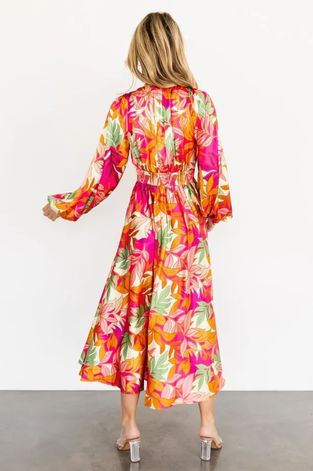 Women Sabrina Satin Dress Multi Print Baltic Born Midi Dresses Women Sabrina Satin Dress Multi Print Baltic Born Midi Dresses